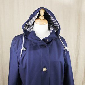 Lands End Deep Blue Spring Rain Jacket with hood MP EUC